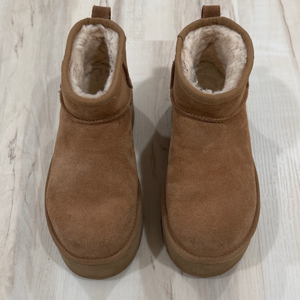UGG Plush Shearling-Lined Booties in Cream